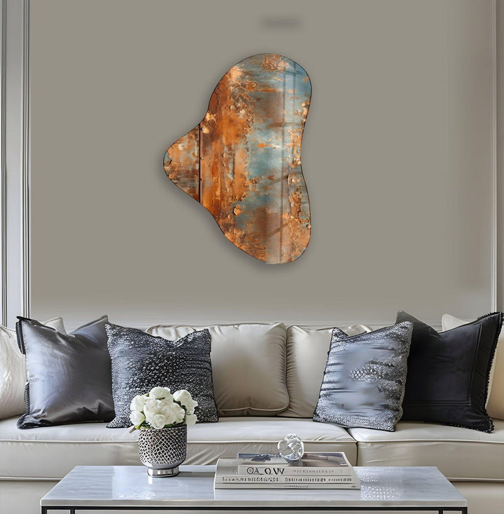 Grey & Brown Abstarct Glass Wall Art, glass art painting, glass art for the Wall
