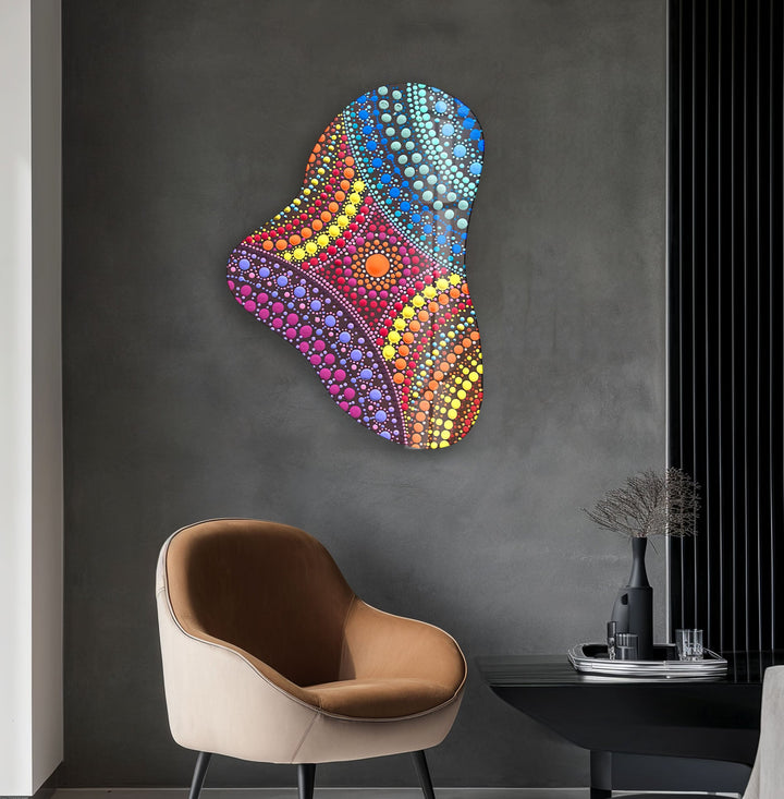 Colorful Mosaic Pattern Asymmetric Glass Wall Art, Glass Printing Wall Art, Print photos on glass
