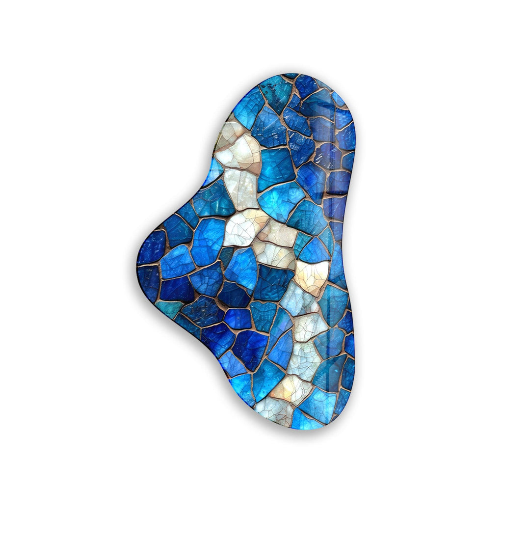 Blue Stained Asymmetrical Glass Wall Art, glass image printing, glass prints from photos
