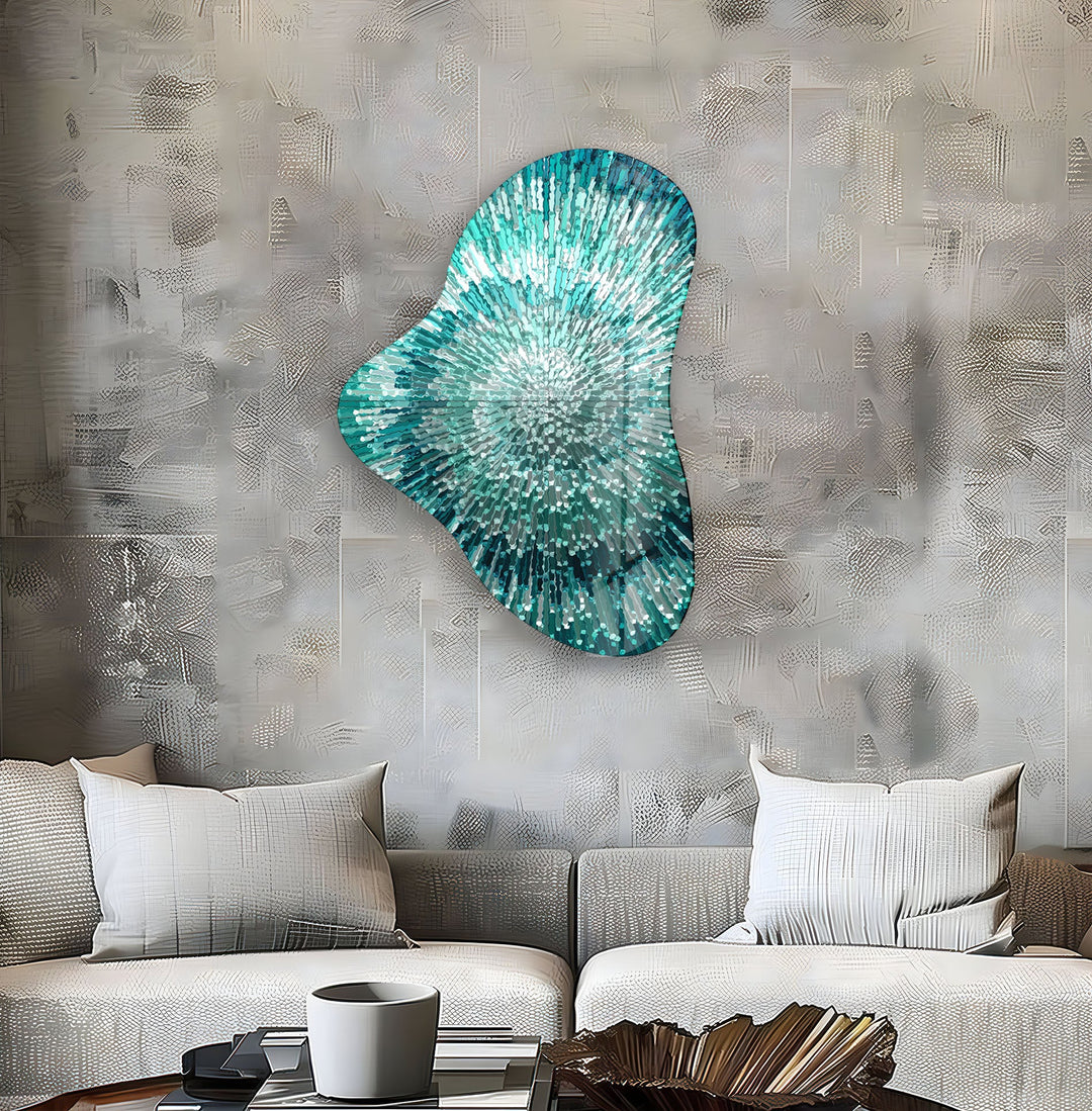 Turquoise Lines Abstarct Glass Wall Art, print picture on glass, Tempered Glass Wall Art

