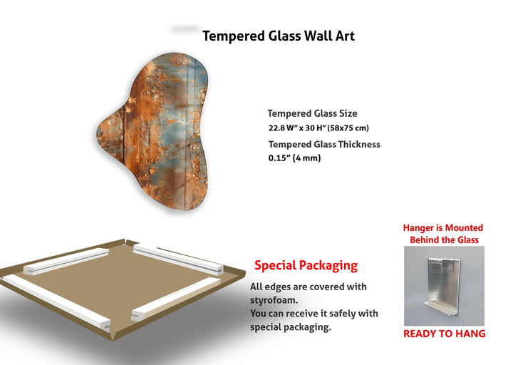 Grey & Brown Abstarct Glass Wall Art, photo print on glass, prints on glass wall art
