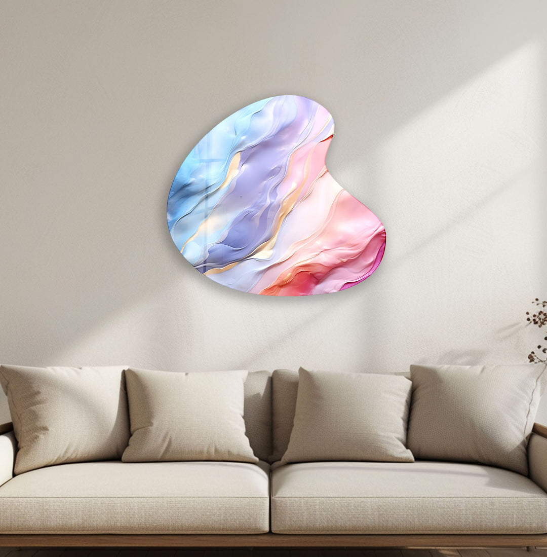 Pink Abstarct Style Irregular Glass Wall Art, glass art painting, glass art for the Wall
