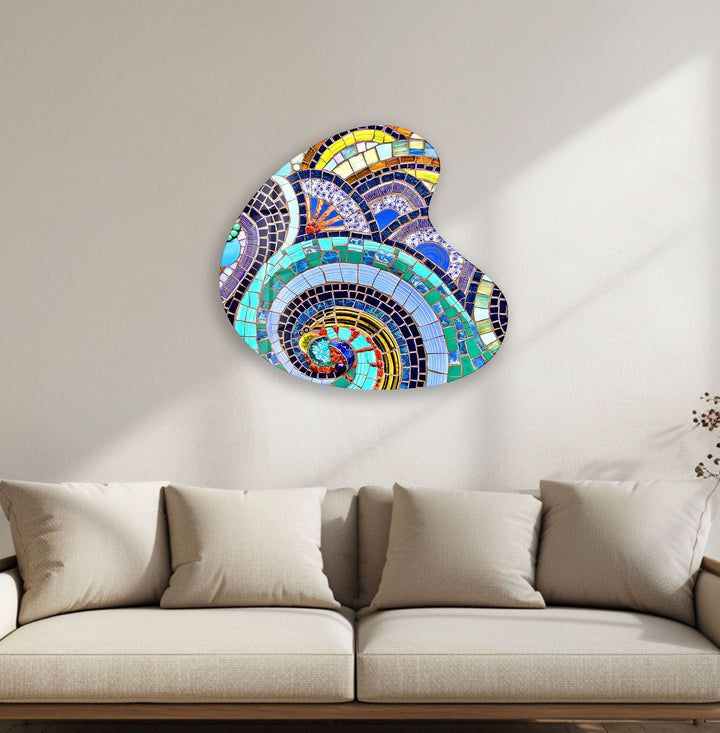 Colorful Mosaic Style Irregular Glass Wall Art, glass art painting, glass art for the Wall
