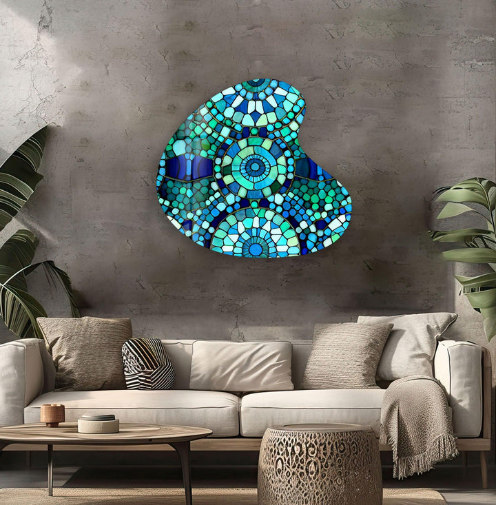 Green Mosaic Style Irregular Glass Wall Art, art glass wall art, glass wall art pictures
