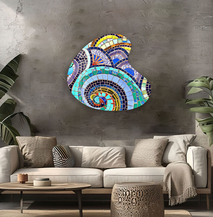 Colorful Mosaic Style Irregular Glass Wall Art, Glass Printing Wall Art, Print photos on glass
