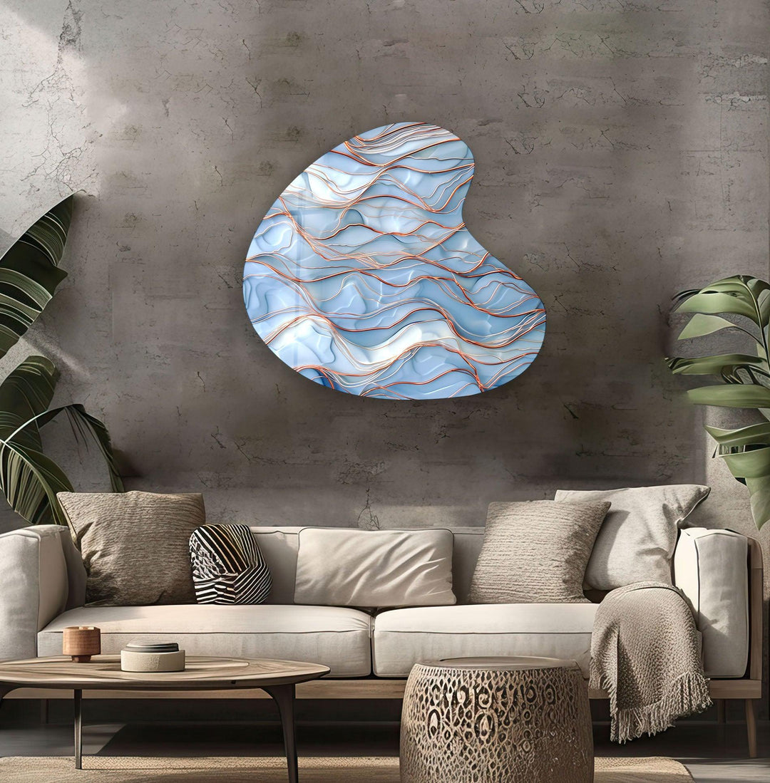 Light Blue Abstract Style Irregular Glass Wall Art, art glass wall art, glass wall art pictures
