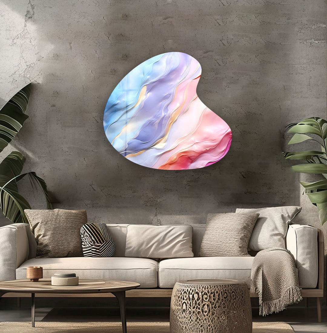 Pink Abstarct Style Irregular Glass Wall Art, Glass Printing Wall Art, Print photos on glass
