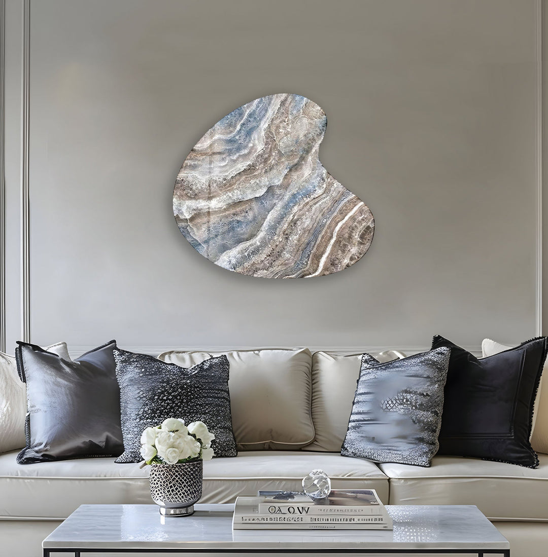 Blue Marble Decorative Irregular Glass Wall Art, print on glass, glass printed photos

