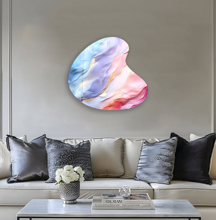 Pink Abstarct Style Irregular Glass Wall Art, art glass wall art, glass wall art pictures
