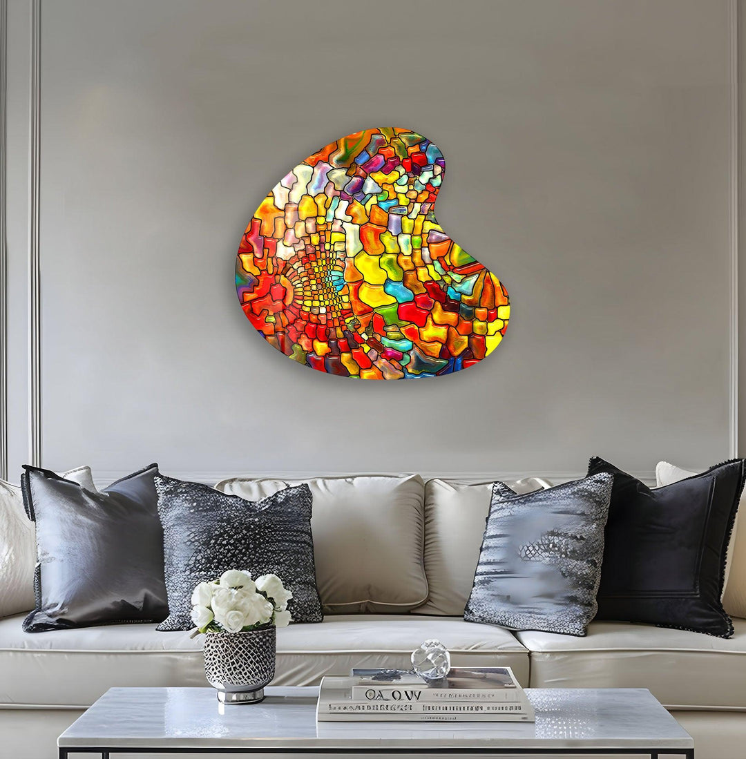 Orange Stained Irregular Glass Wall Art, glass art painting, glass art for the Wall
