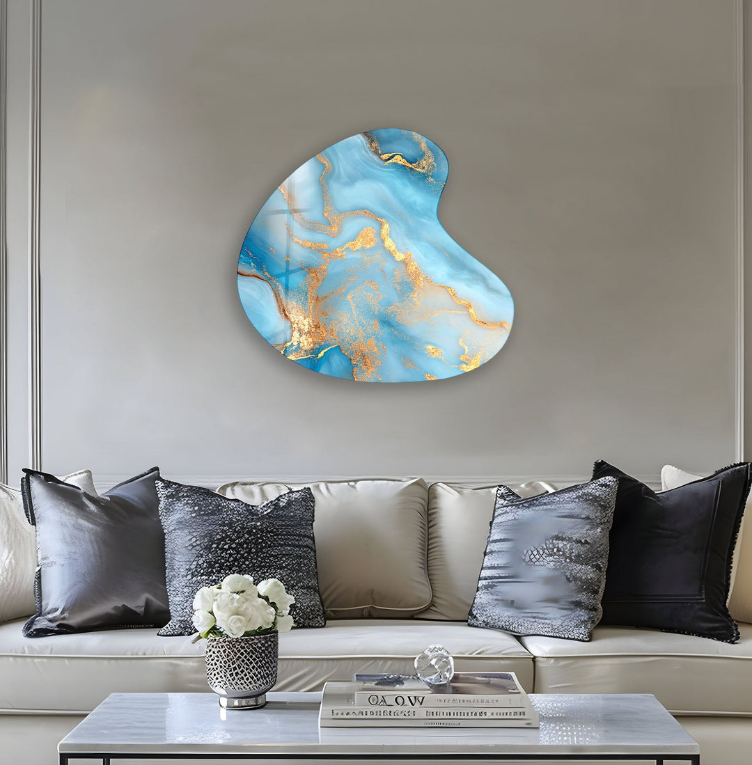 Gold Accent Marble Irregular Glass Wall Art, photo print on glass, prints on glass wall art
