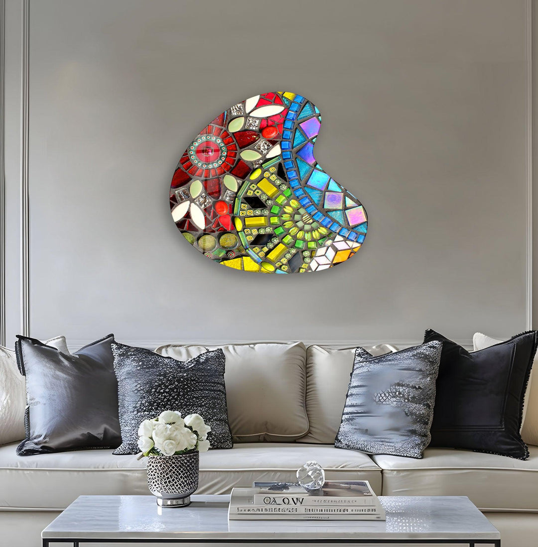 Modern Mosaic Pattern Irregular Glass Wall Art, art glass wall art, glass wall art pictures
