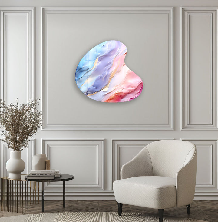 Pink Abstarct Style Irregular Glass Wall Art, print picture on glass, Tempered Glass Wall Art

