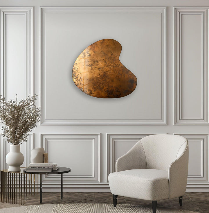 Copper Color Irregular Glass Wall Art, glass image printing, glass prints from photos
