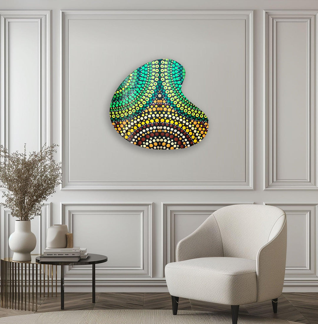 Modern Green Mosaic Irregular Glass Wall Art, large glass photo prints, glass wall photos
