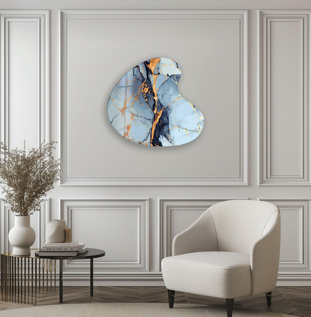 Pastel Blue Watercolor Irregular Glass Wall Art, print picture on glass, Tempered Glass Wall Art
