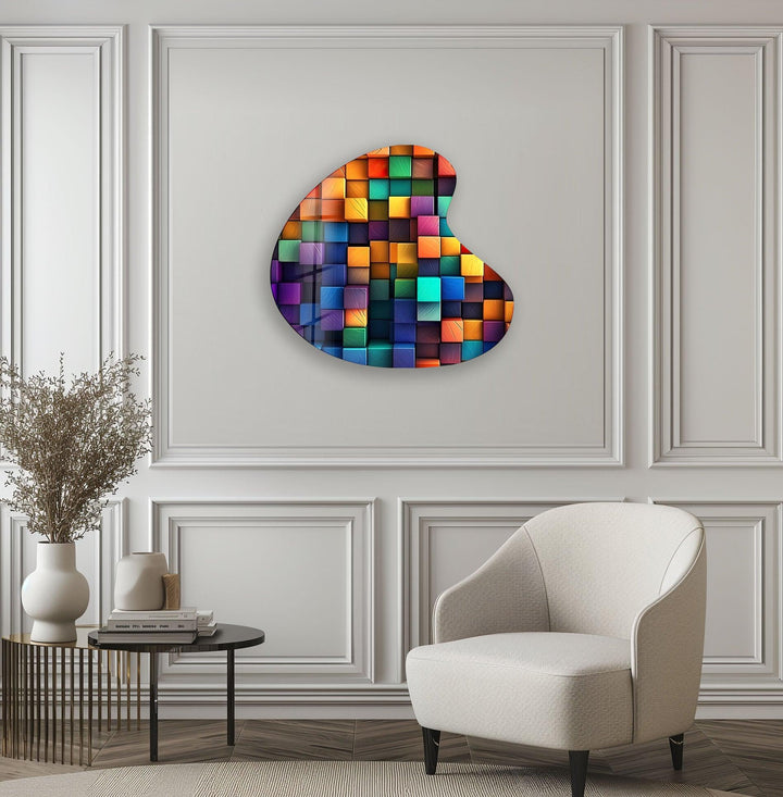 Modern Abstract Irregular Glass Wall Art, glass art painting, glass art for the Wall
