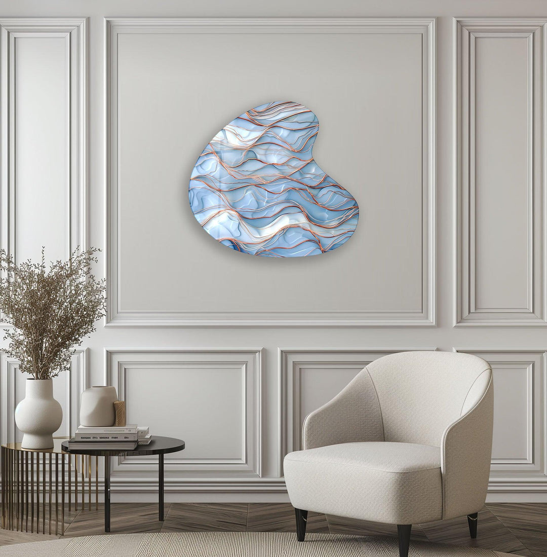 Light Blue Abstract Style Irregular Glass Wall Art, glass image printing, glass prints from photos
