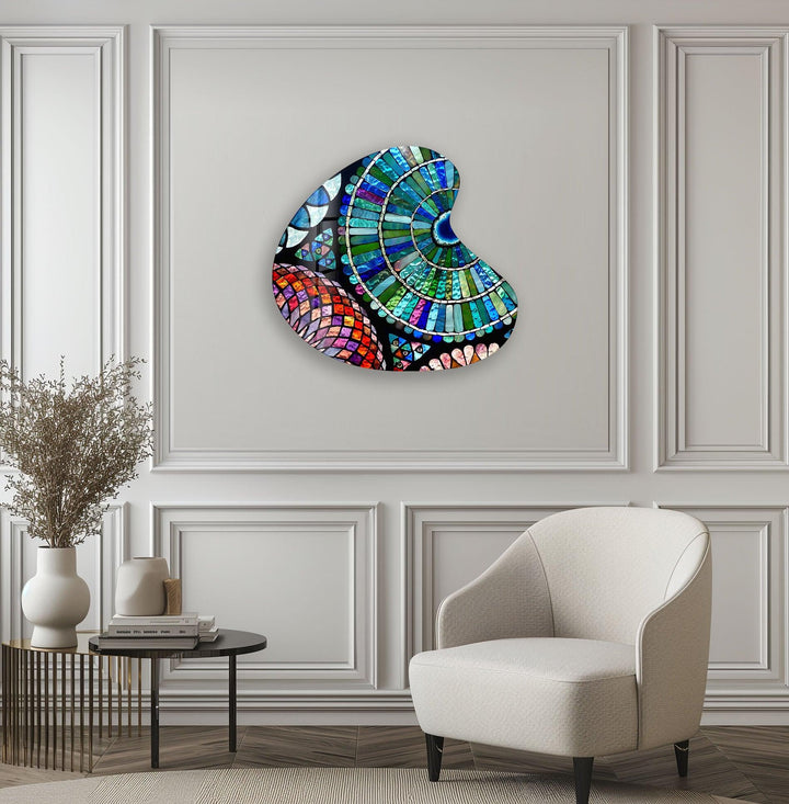 Stylish Blue Mosaic Irregular Glass Wall Art, custom glass pictures, glass art prints
