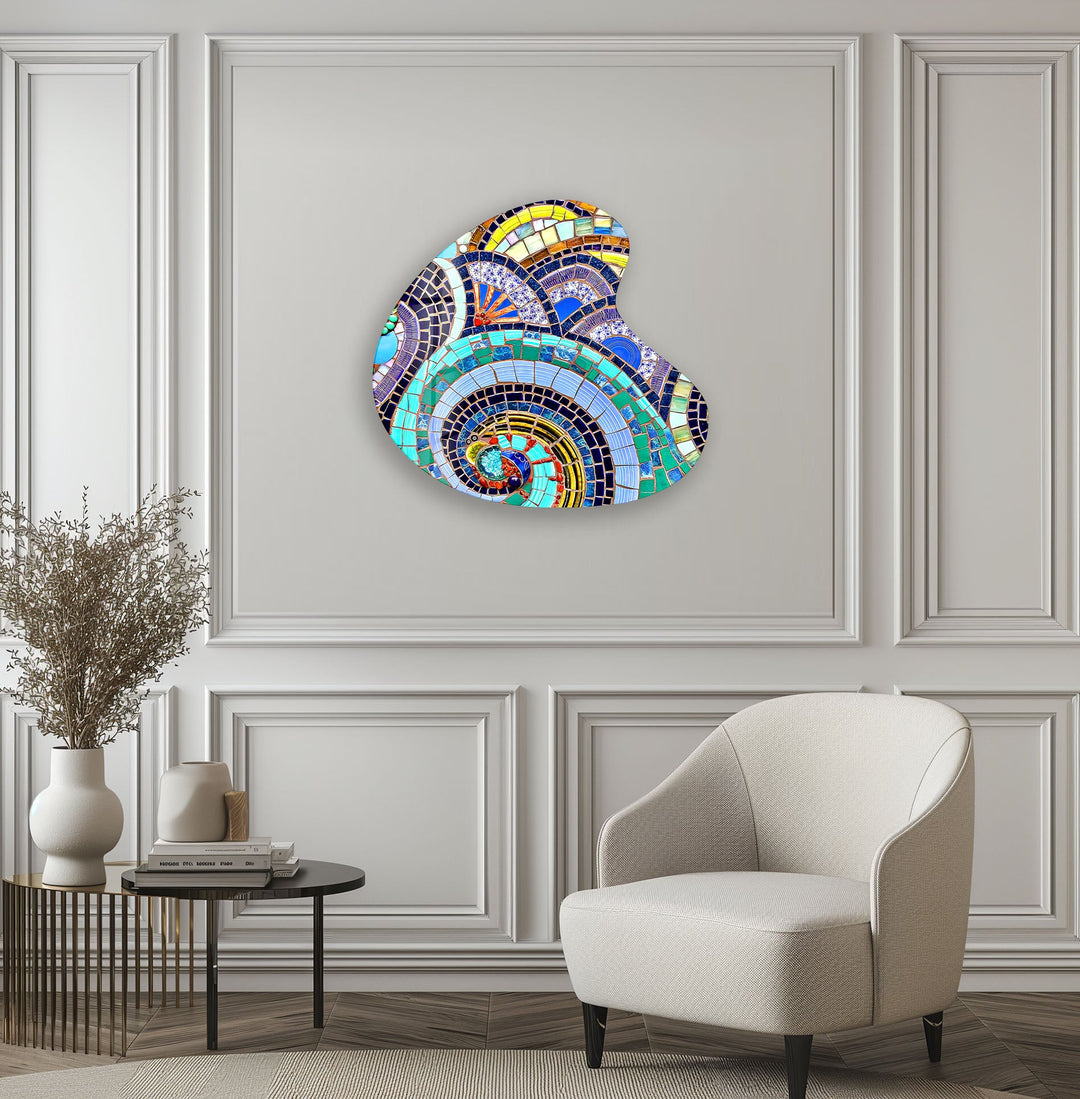 Colorful Mosaic Style Irregular Glass Wall Art, print picture on glass, Tempered Glass Wall Art
