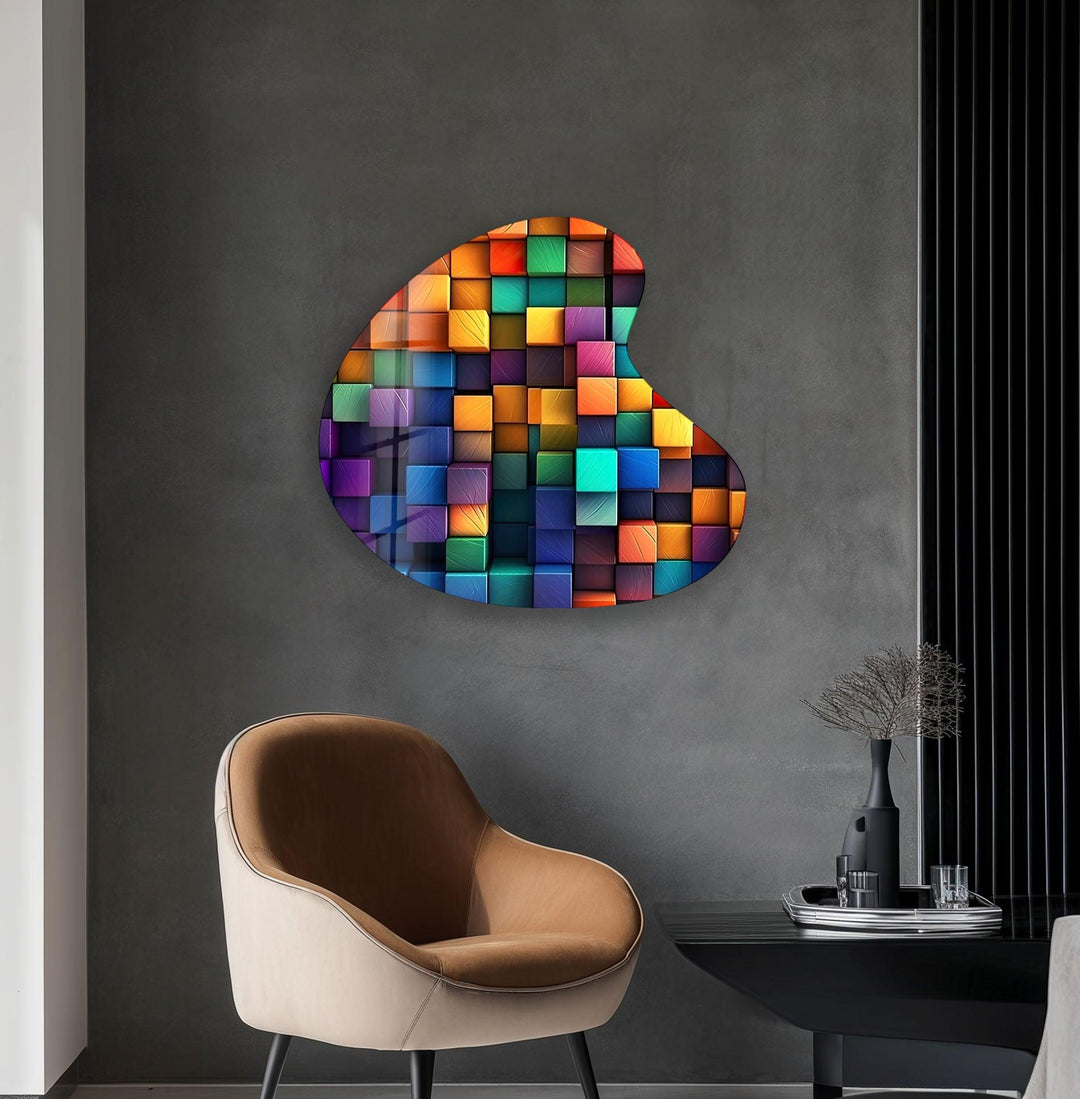 Modern Abstract Irregular Glass Wall Art, print picture on glass, Tempered Glass Wall Art

