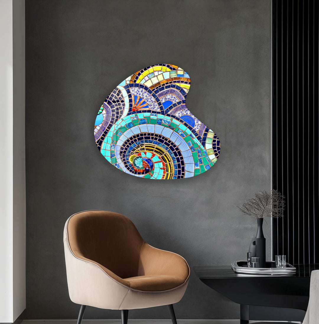 Colorful Mosaic Style Irregular Glass Wall Art, glass image printing, glass prints from photos
