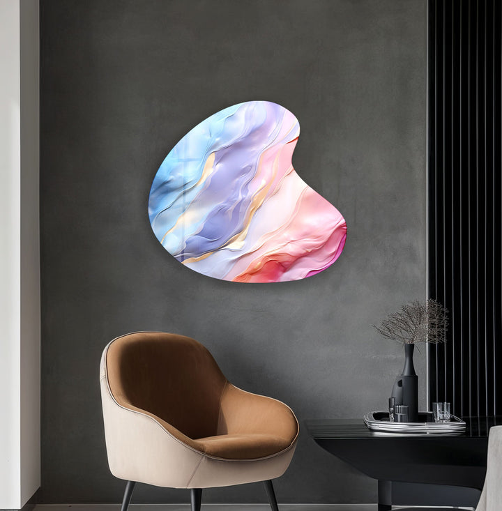 Pink Abstarct Style Irregular Glass Wall Art, glass image printing, glass prints from photos
