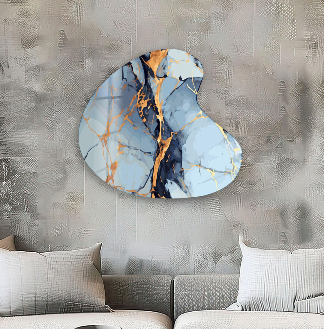 Pastel Blue Watercolor Irregular Glass Wall Art, glass pictures for Wall, glass prints wall art
