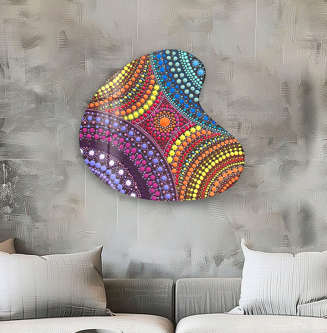 Purple Mosaic Irregular Glass Wall Art, Glass Printing Wall Art, Print photos on glass
