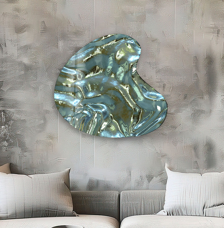 Green & Grey Abstract Irregular Glass Wall Art, custom glass pictures, glass art prints
