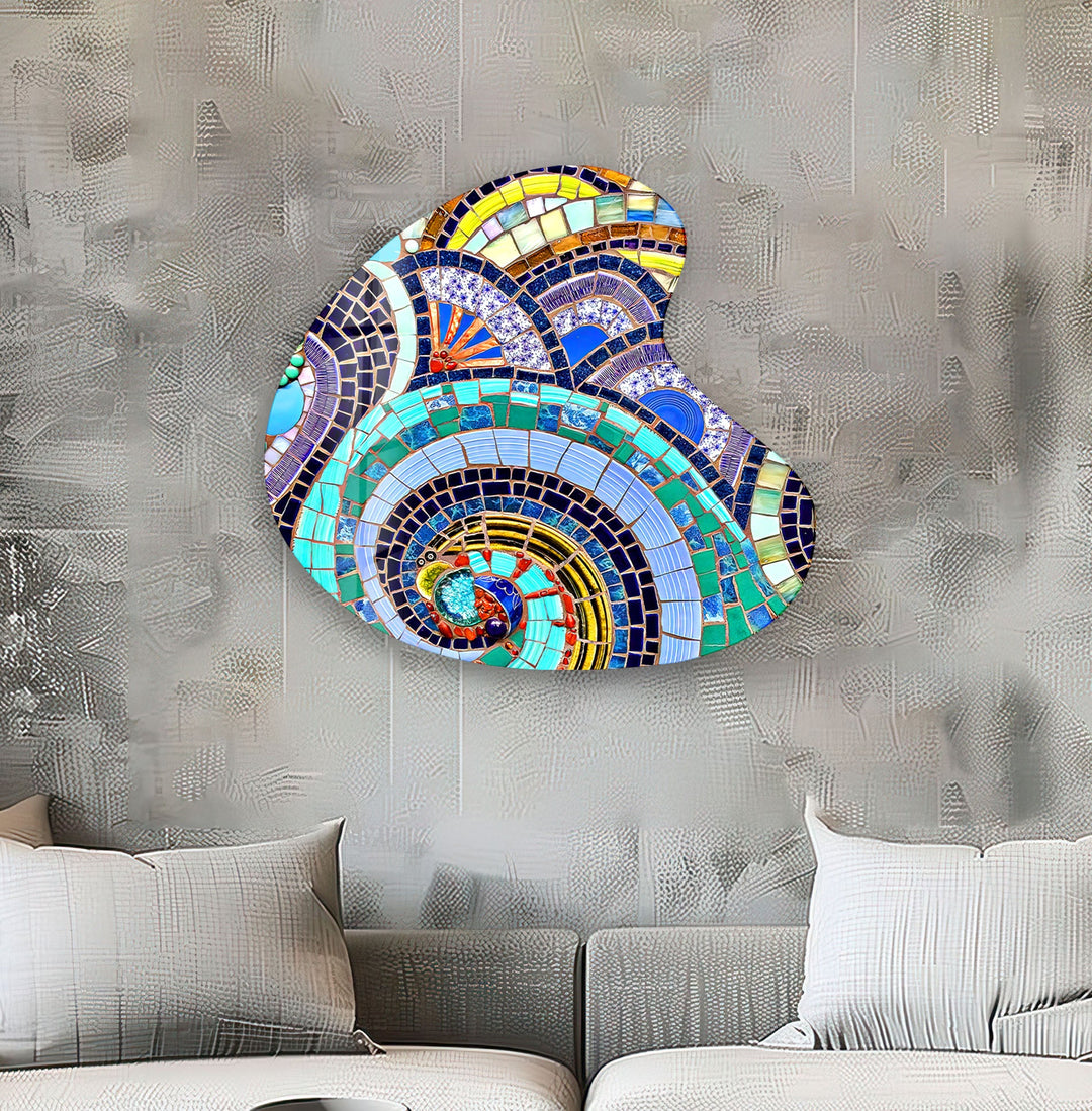 Colorful Mosaic Style Irregular Glass Wall Art, glass photo prints, glass picture prints
