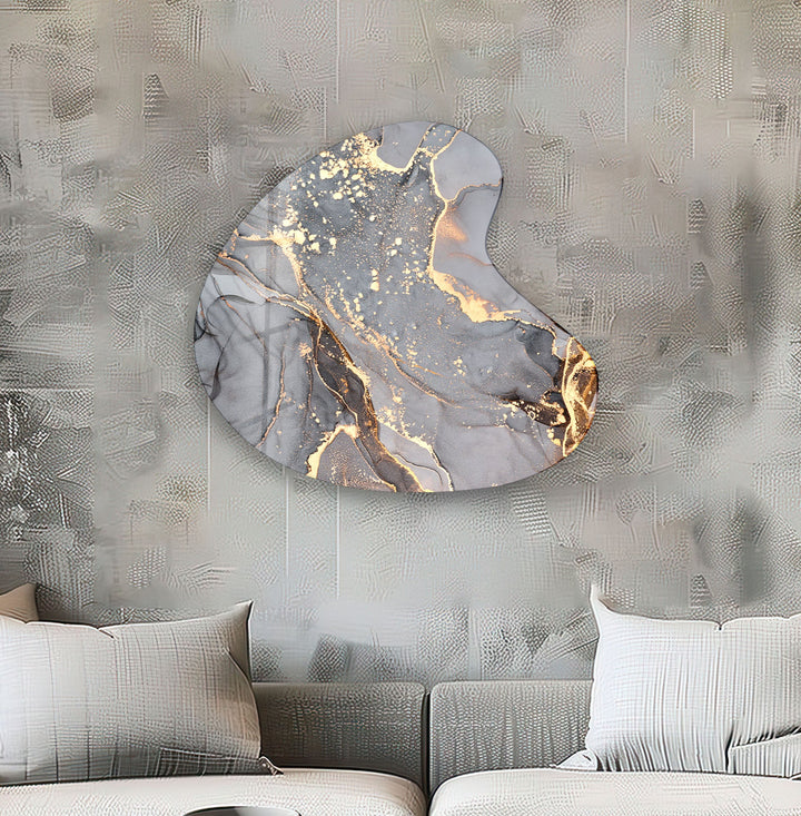 Grey Alcohol Ink Style Irregular Glass Wall Art, custom glass pictures, glass art prints
