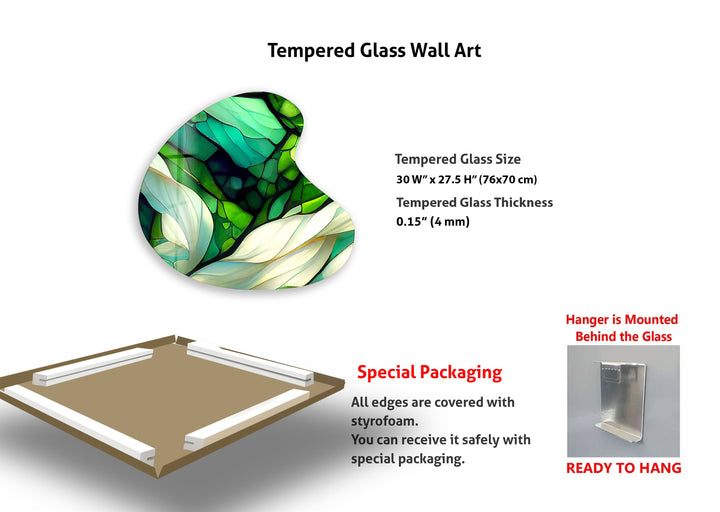 Emerald Green Stained Irregular Glass Wall Art, glass image printing, glass prints from photos
