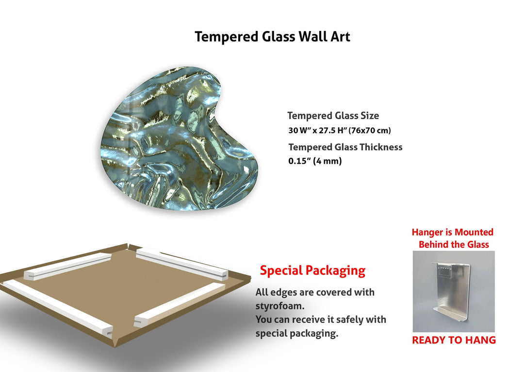 Green & Grey Abstract Irregular Glass Wall Art, glass image printing, glass prints from photos
