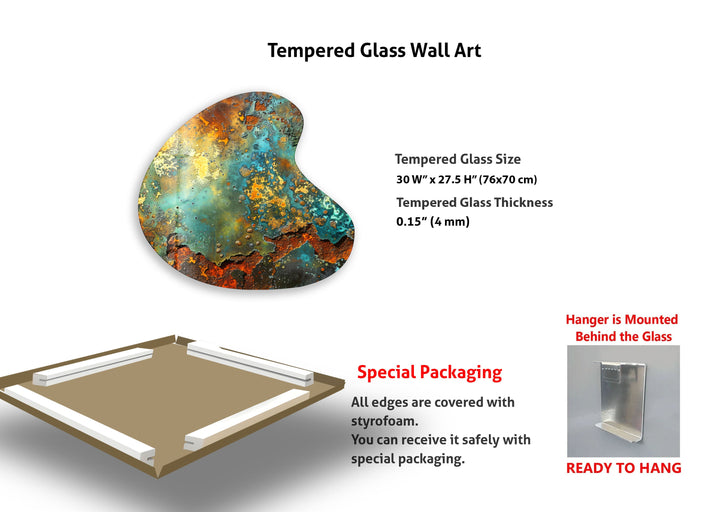 Abstract Green Color Irregular Glass Wall Art, glass image printing, glass prints from photos
