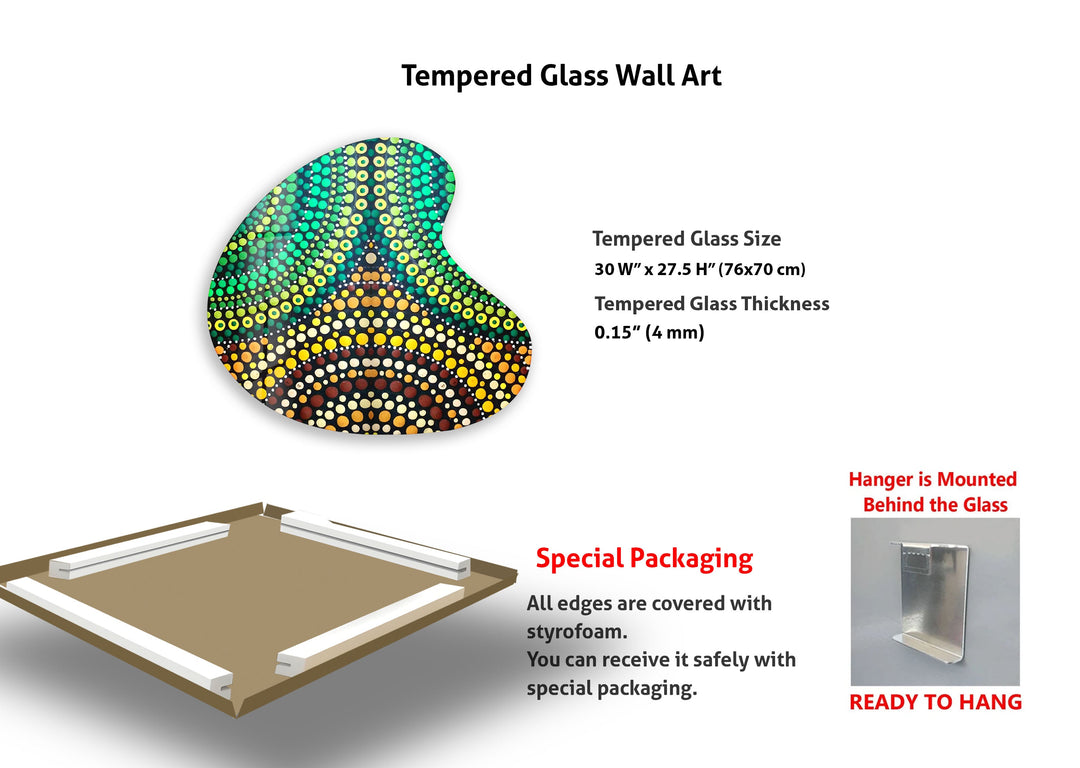 Modern Green Mosaic Irregular Glass Wall Art, glass image printing, glass prints from photos
