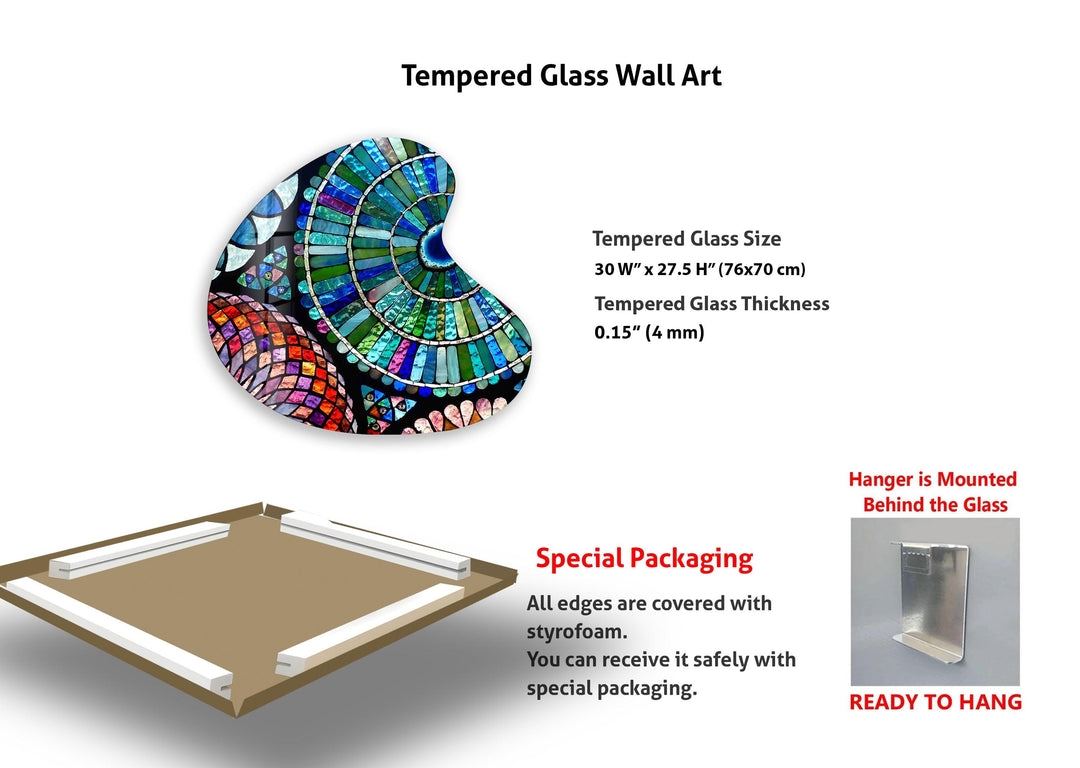 Stylish Blue Mosaic Irregular Glass Wall Art, glass image printing, glass prints from photos
