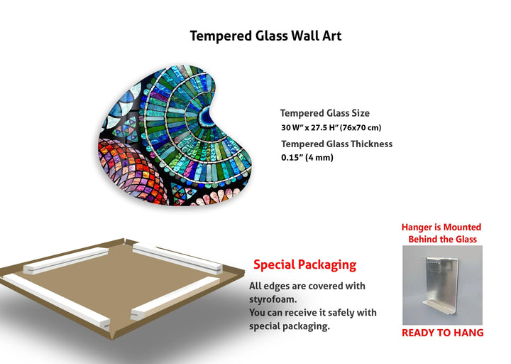 Stylish Blue Mosaic Irregular Glass Wall Art, glass image printing, glass prints from photos
