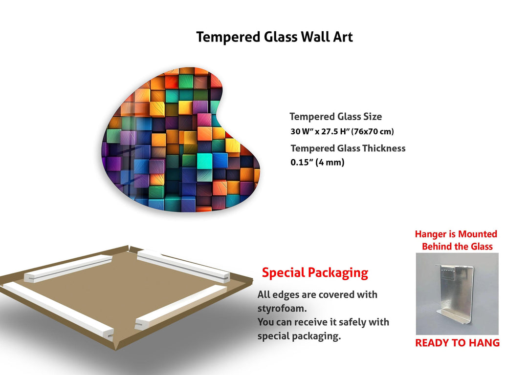 Modern Abstract Irregular Glass Wall Art, glass pictures for Wall, glass prints wall art
