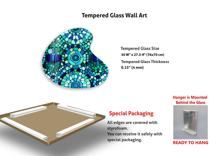 Green Mosaic Style Irregular Glass Wall Art, glass image printing, glass prints from photos
