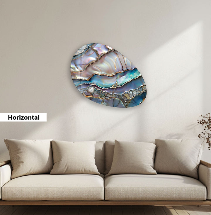 Purple Pearls Abstract Oval Glass Wall Art, large glass photo prints, glass wall photos
