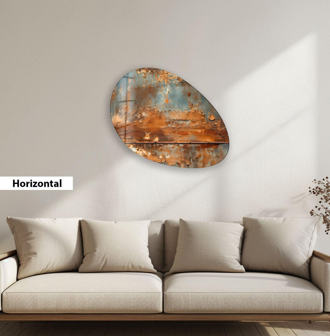 Abstract Grey & Brown Oval Glass Wall Art, photo print on glass, prints on glass wall art
