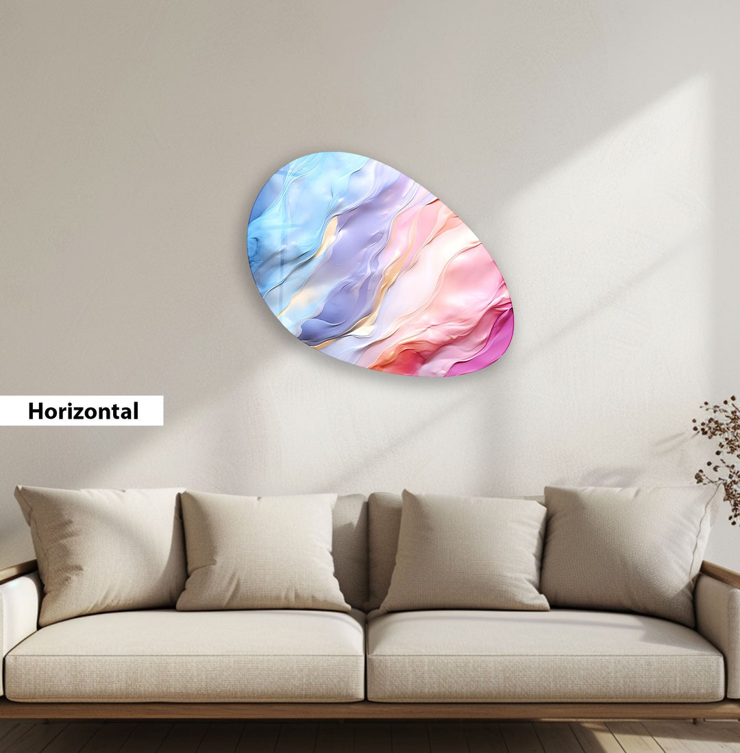 Pink Abstract Pattern Oval Glass Wall Art, Glass Printing Wall Art, Print photos on glass
