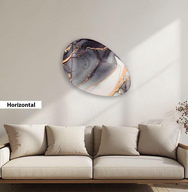 Gray Alcohol Ink Oval Glass Wall Art, art glass wall art, glass wall art pictures
