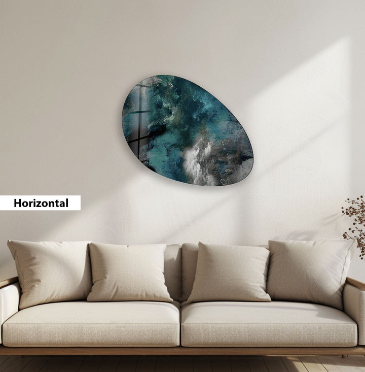 Abstract Dark Green Oval Glass Wall Art, art glass wall art, glass wall art pictures
