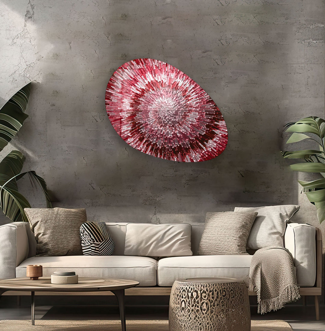 Red Abstract Spiral Oval Glass Wall Art, print on glass, glass printed photos

