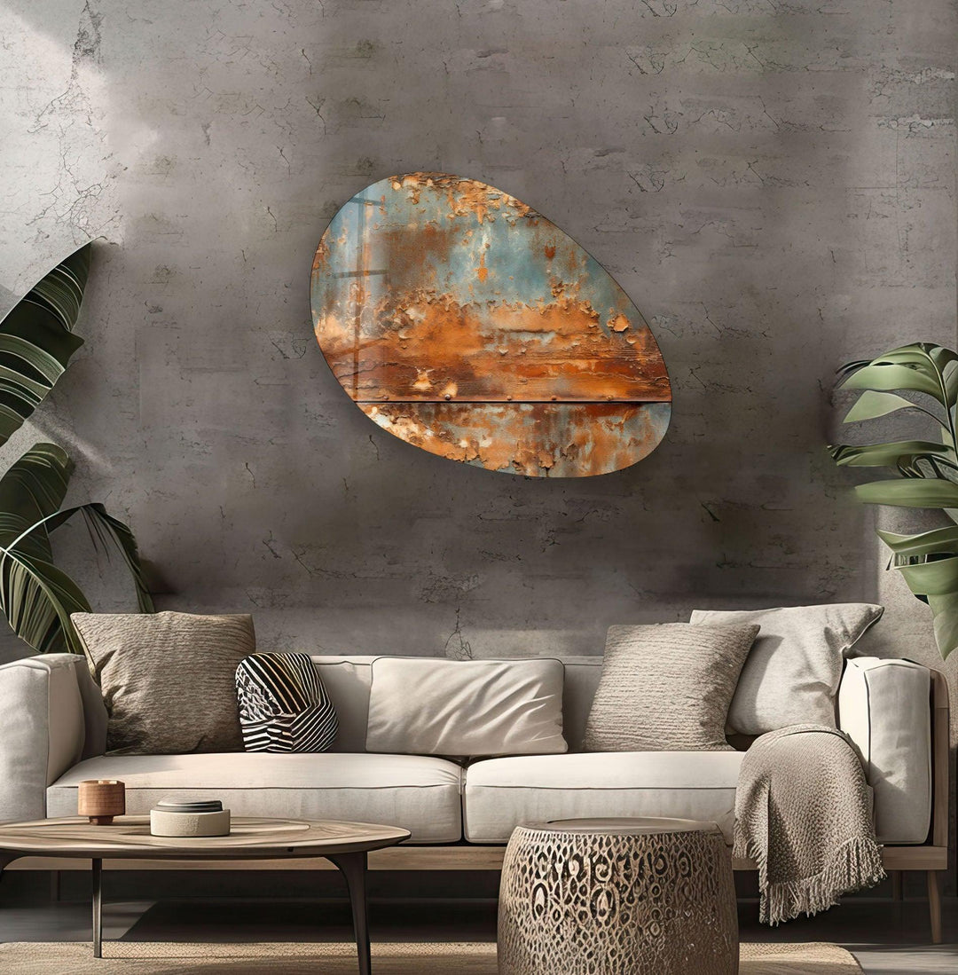 Abstract Grey & Brown Oval Glass Wall Art, print on glass, glass printed photos
