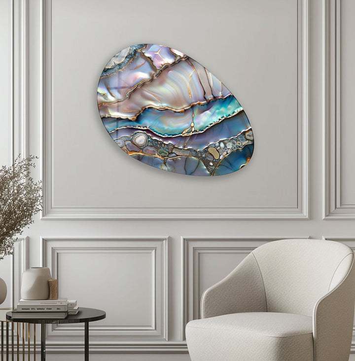 Purple Pearls Abstract Oval Glass Wall Art, glass image printing, glass prints from photos
