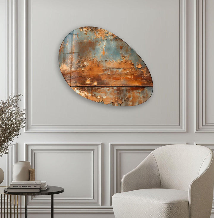 Abstract Grey & Brown Oval Glass Wall Art, custom glass photo prints, large glass prints
