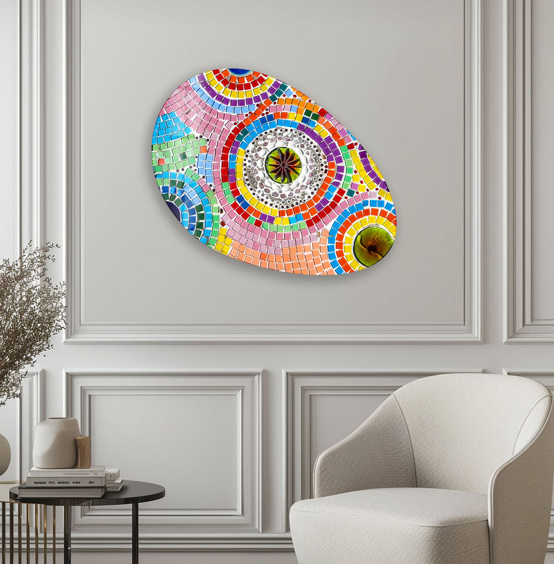 Pink Marble Stylish Oval Glass Wall Art, glass pictures for Wall, glass prints wall art
